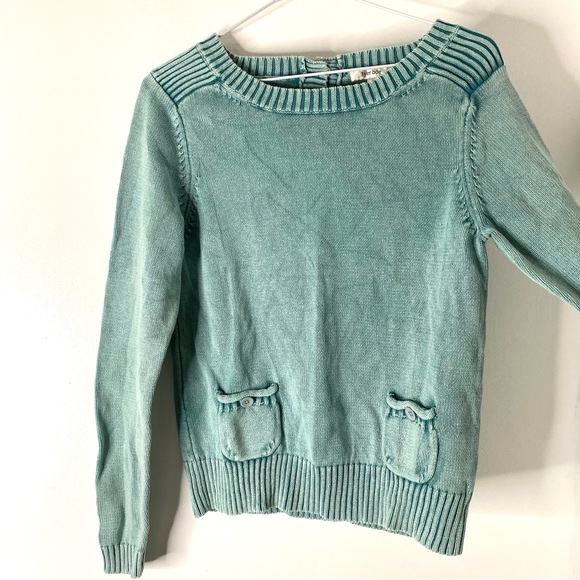 Tyler Boe Green Cotton Knit Back Button Sweater - Picture 5 of 12